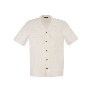 Peserico Men Lightweight Linen Bowling Shirt